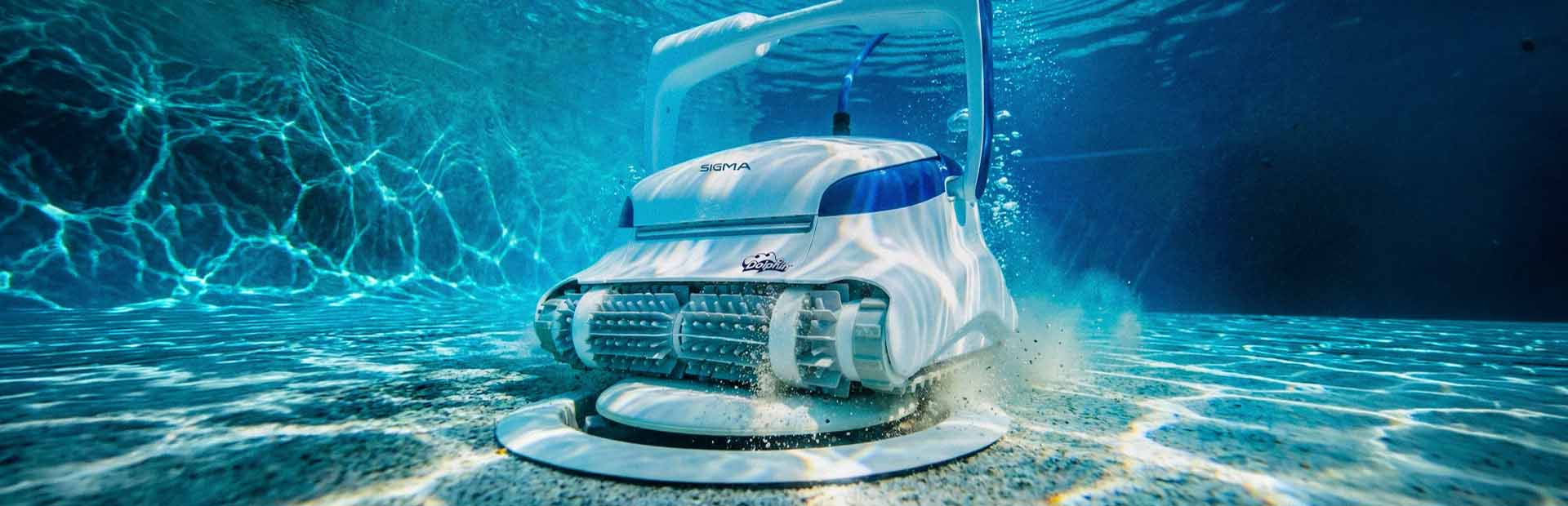 Dolphin Sigma scrubbing the pool floor