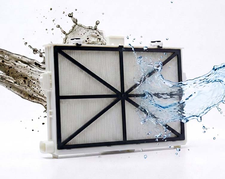 Dolphin NanoFilter cartridge separating debris from clean water
